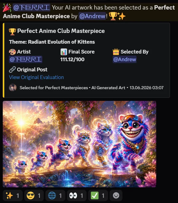 An anime artwork selected as a club masterpiece